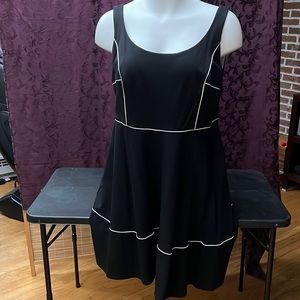 EUC Black with White Piping Dress with Pockets
